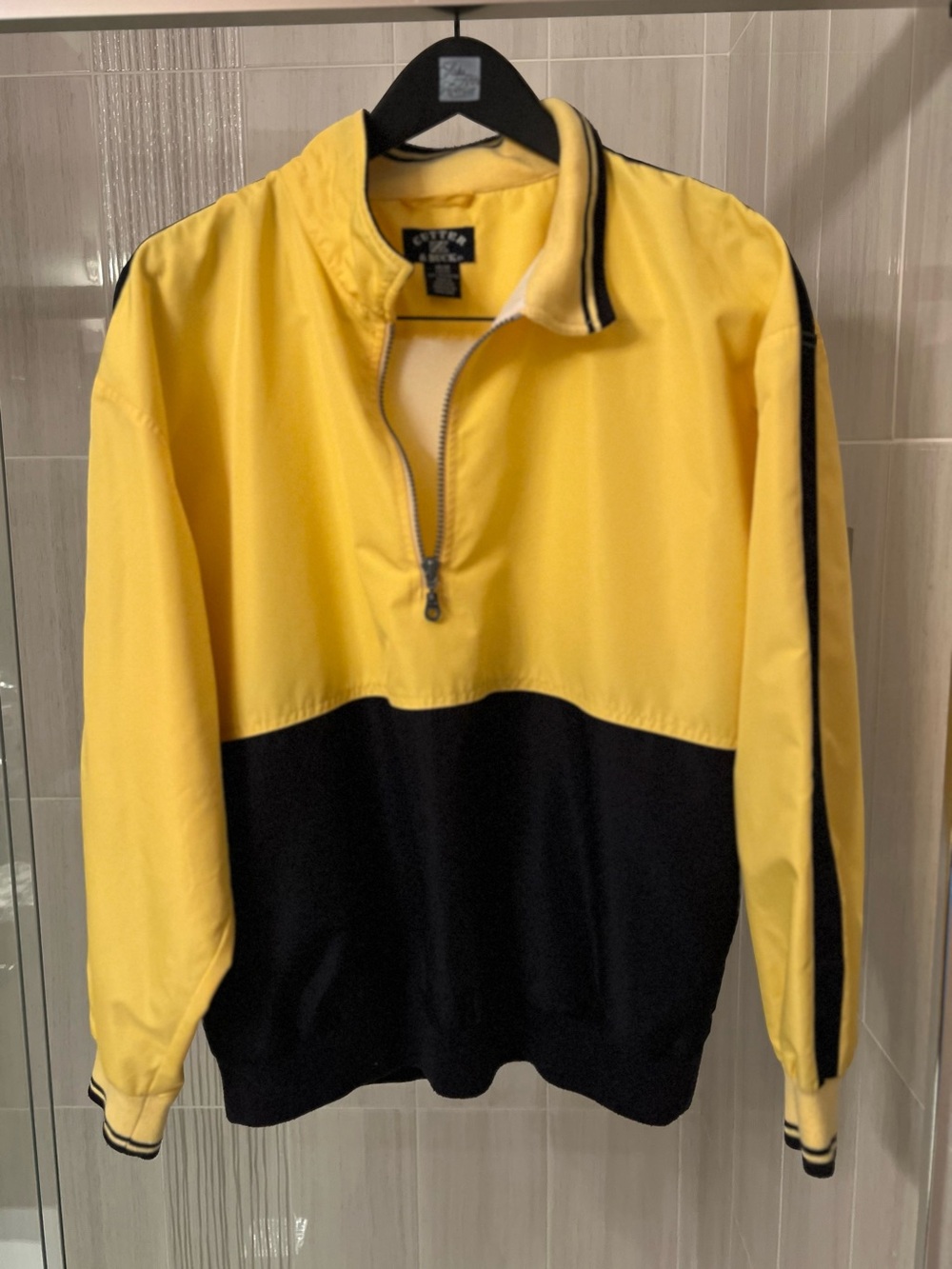 Vintage Cutter & Buck Yellow Black Colorblock Half Zip Golf Windbreaker Jacket